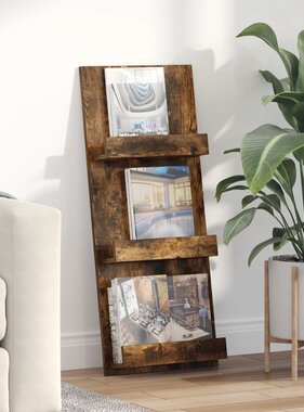 VidaXL Tijdschrift Rek Gerookt eiken 51 x 11 x 102 cm Bewerkt hout