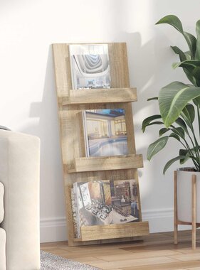 VidaXL Tijdschrift Rek Sonoma Eiken 51 x 11 x 102 cm Bewerkt hout