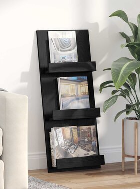 VidaXL Tijdschrift Rek Zwart Eiken 51 x 11 x 102 cm Bewerkt hout