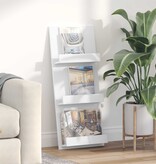 VidaXL Tijdschrift Rek met plank Wit 51 x 11 x 102 cm Bewerkt hout