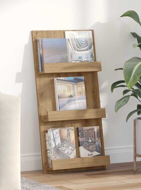 VidaXL Tijdschrift Rek Artisan Eiken 51 x 11 x 102 cm Bewerkt hout