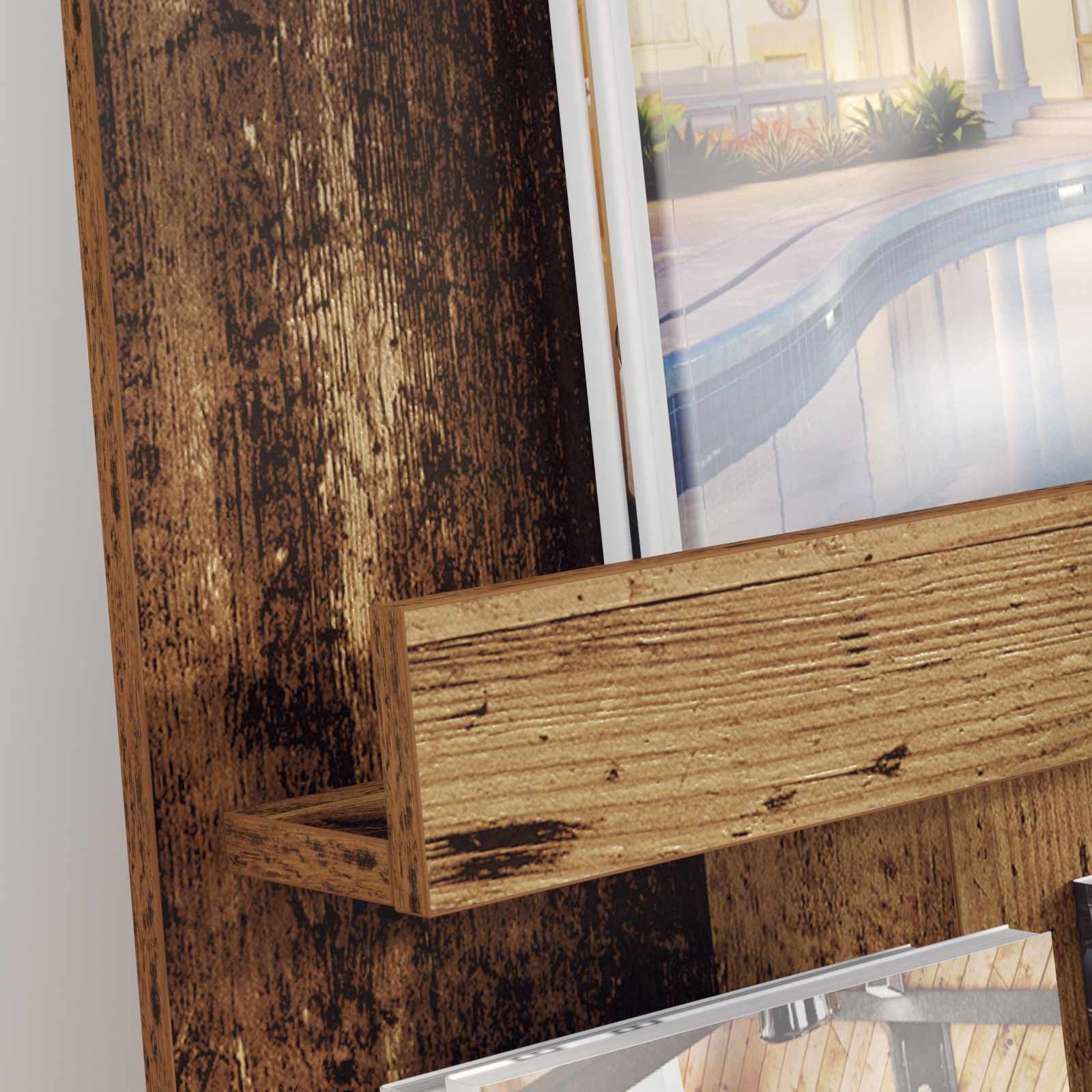 VidaXL Tijdschrift Rek met plank Oudhout 51 x 11 x 102 cm Bewerkt hout