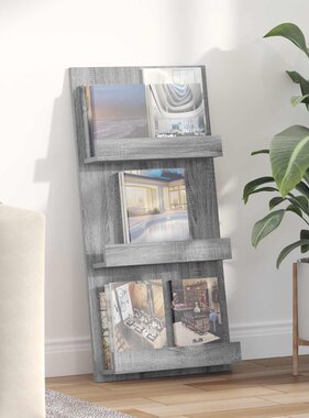 VidaXL Tijdschrift Rek Grijs Sonoma 51 x 11 x 102 cm Bewerkt hout