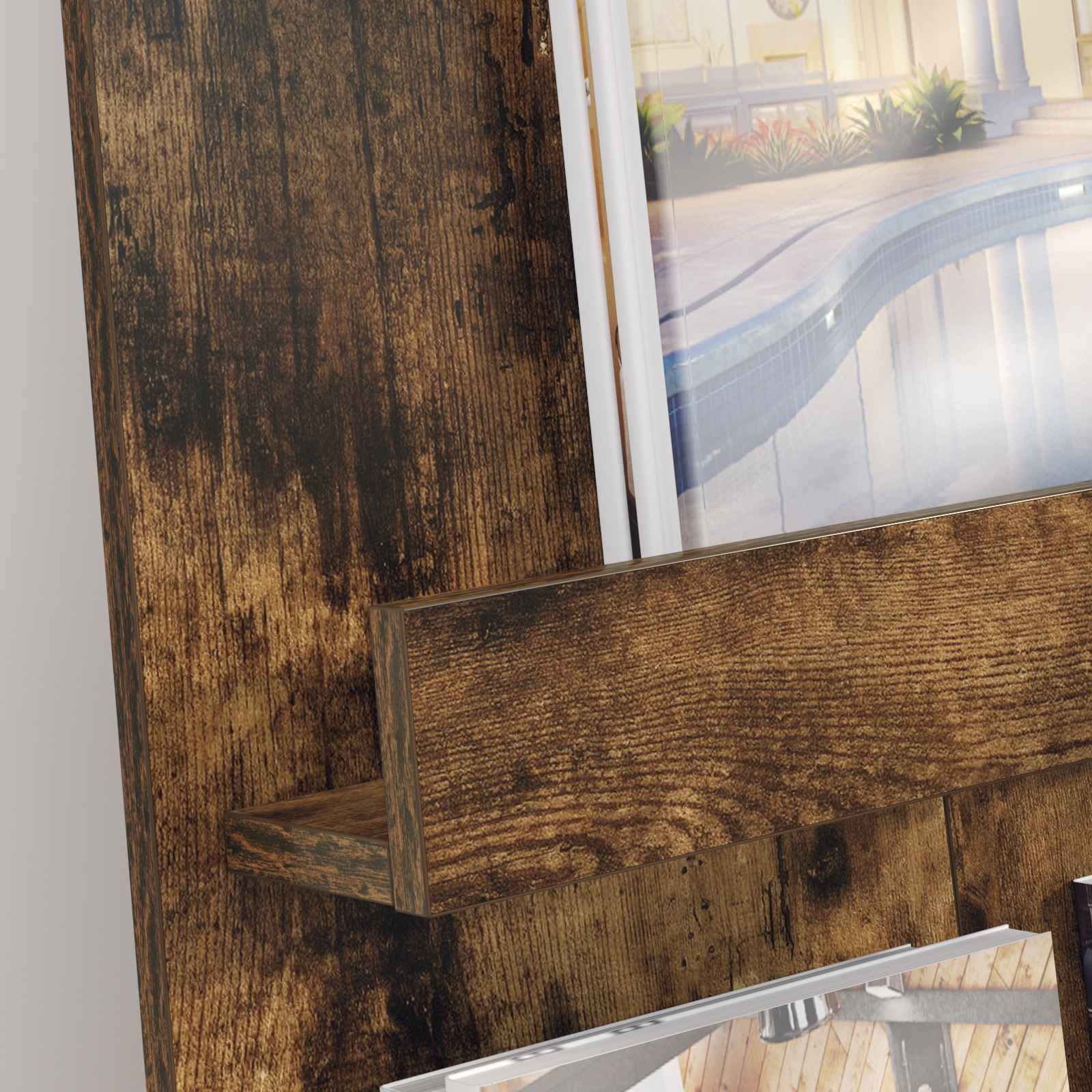 VidaXL Tijdschrift Rek Gerookt eiken 51 x 11 x 102 cm Bewerkt hout