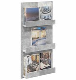 VidaXL Tijdschrift Rek Beton Grijs 51 x 11 x 102 cm Bewerkt hout