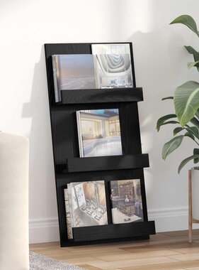 VidaXL Tijdschrift Rek Zwart Eiken 51 x 11 x 102 cm Bewerkt hout