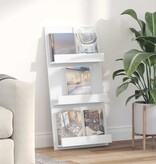 VidaXL Tijdschrift Rek met plank Wit 51 x 11 x 102 cm Bewerkt hout