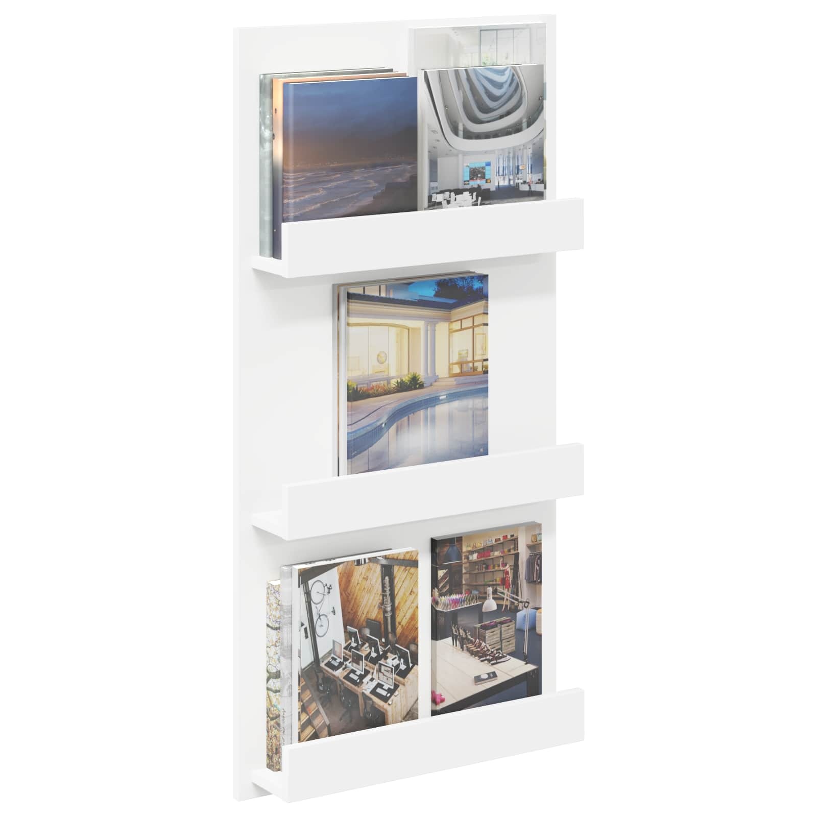 VidaXL Tijdschrift Rek met plank Wit 51 x 11 x 102 cm Bewerkt hout