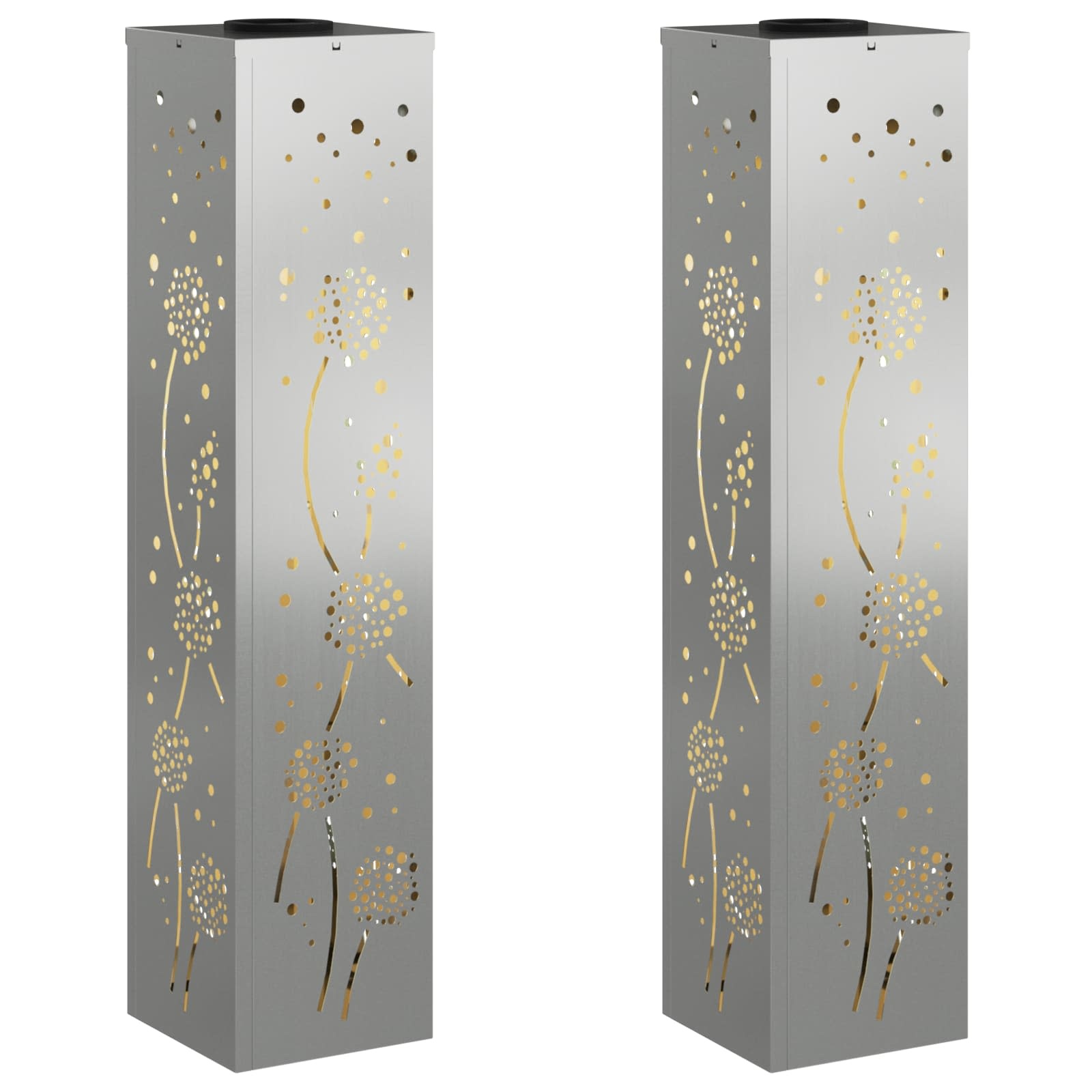 VidaXL Solar LED Pad Licht 2 pcs Gegalvaniseerd Gegalvaniseerd