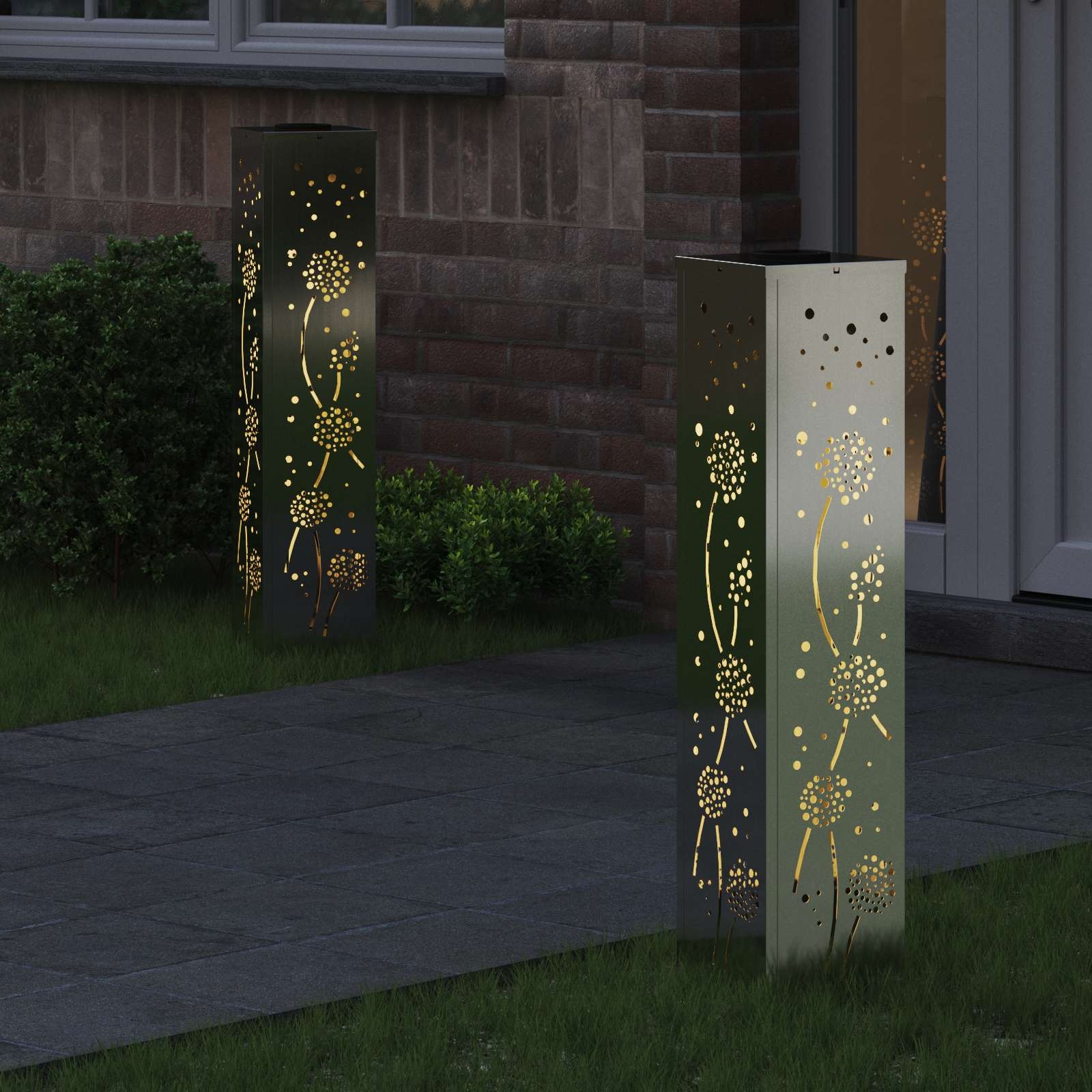 VidaXL Solar LED Pad Licht 2 pcs Gegalvaniseerd Gegalvaniseerd