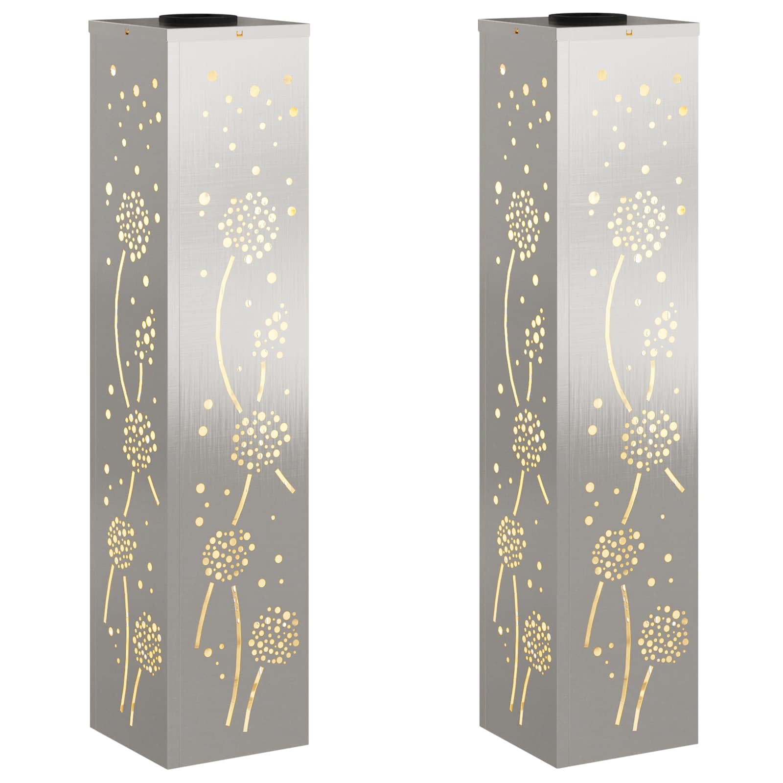 VidaXL Solar LED Pad Licht 2 pcs Roestvrij staal Roestvrij staal