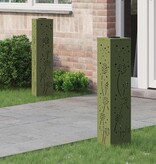 VidaXL Solar LED Pad Licht 2 pcs Olijf Groen Koudgewalst staal