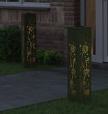 VidaXL Solar LED Pad Licht 2 pcs Olijf Groen Koudgewalst staal