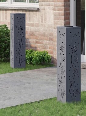 VidaXL Solar LED Pad Licht 2 pcs Antraciet Koudgewalst staal