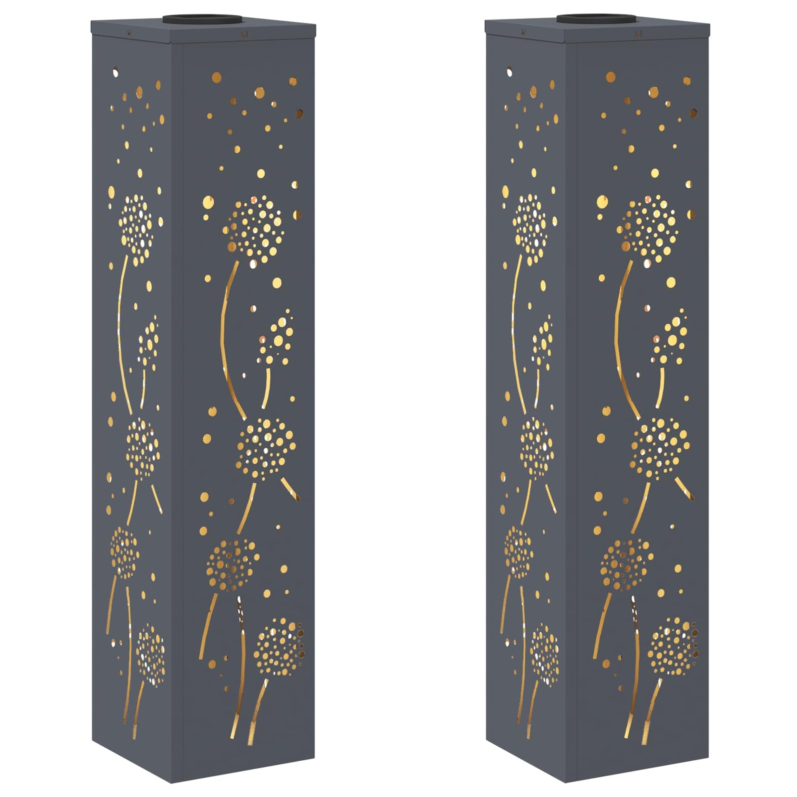 VidaXL Solar LED Pad Licht 2 pcs Antraciet Koudgewalst staal