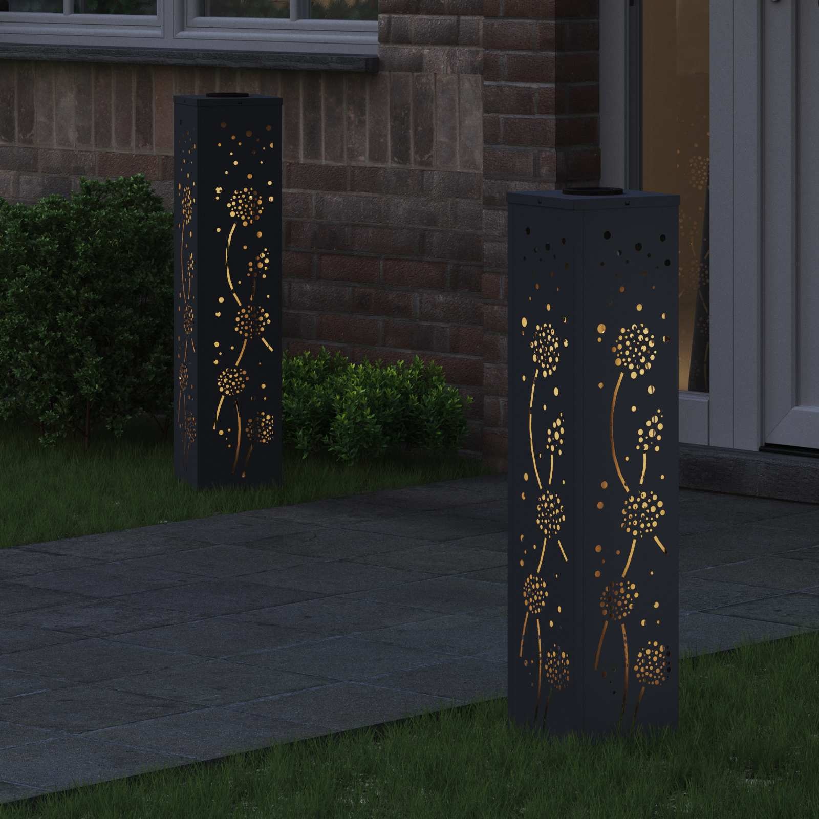 VidaXL Solar LED Pad Licht 2 pcs Antraciet Koudgewalst staal