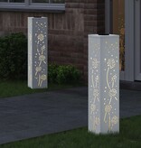 VidaXL Solar LED Pad Licht 2 pcs Wit Koudgewalst staal