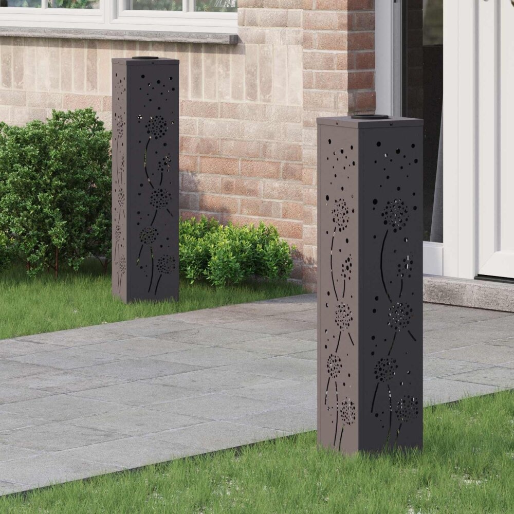 VidaXL Solar LED Pad Licht 2 pcs Zwart Koudgewalst staal