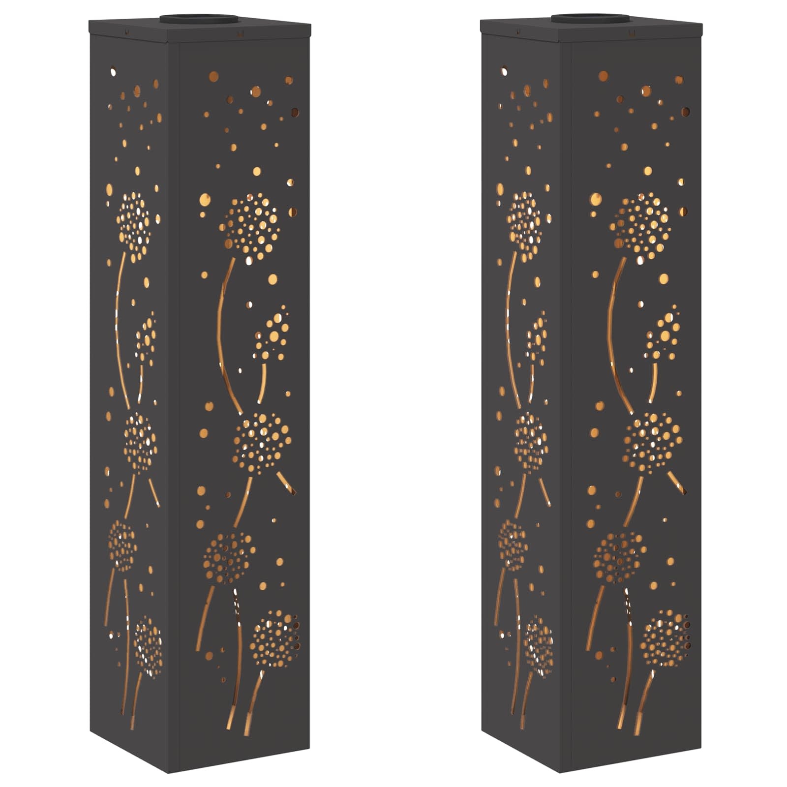 VidaXL Solar LED Pad Licht 2 pcs Zwart Koudgewalst staal