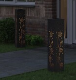 VidaXL Solar LED Pad Licht 2 pcs Zwart Koudgewalst staal