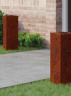 VidaXL Solar LED Pad Licht 2 pcs Cortenstaal Cortenstaal
