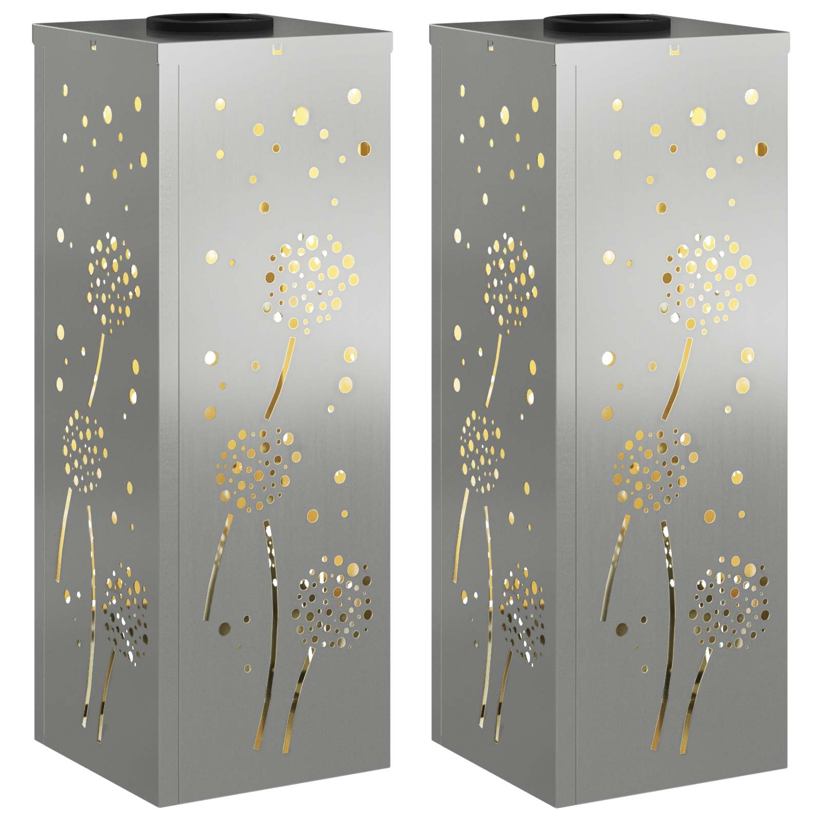 VidaXL Solar LED Pad Licht 2 pcs Gegalvaniseerd Gegalvaniseerd