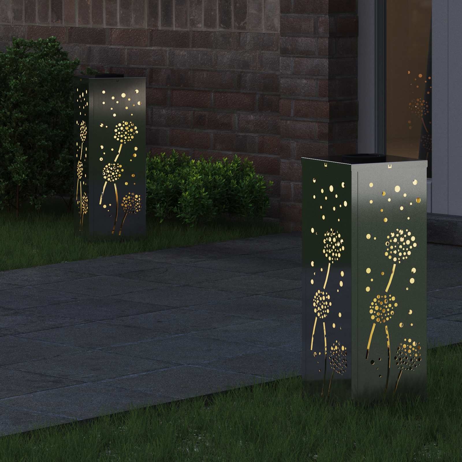 VidaXL Solar LED Pad Licht 2 pcs Gegalvaniseerd Gegalvaniseerd