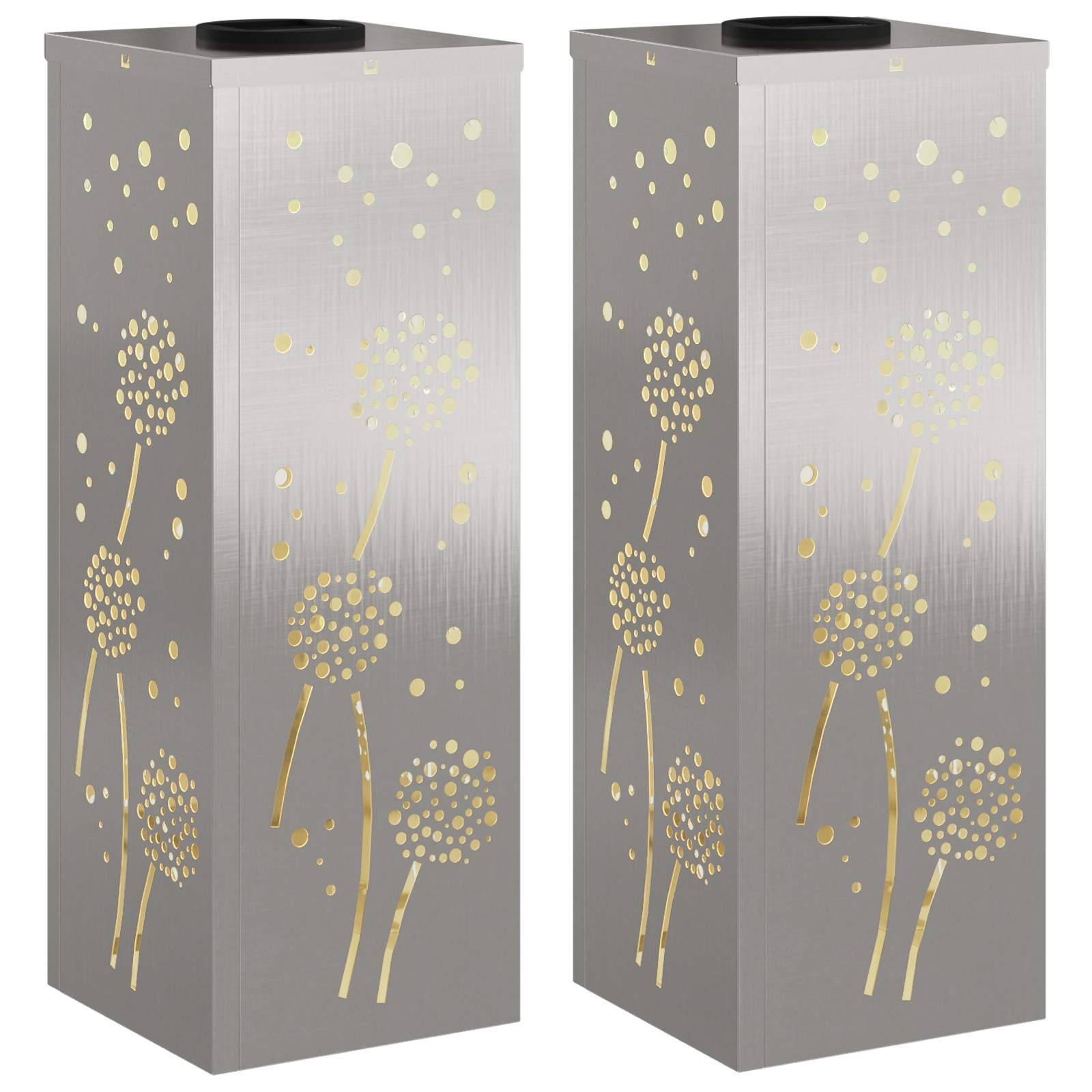 VidaXL Solar LED Pad Licht 2 pcs Roestvrij staal Roestvrij staal