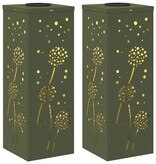VidaXL Solar LED Pad Licht 2 pcs Olijf Groen Koudgewalst staal
