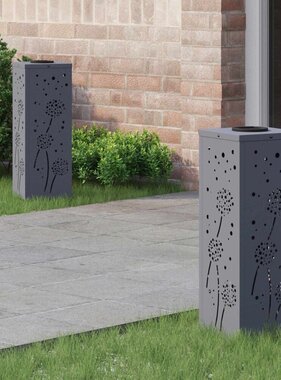 VidaXL Solar LED Pad Licht 2 pcs Antraciet Koudgewalst staal
