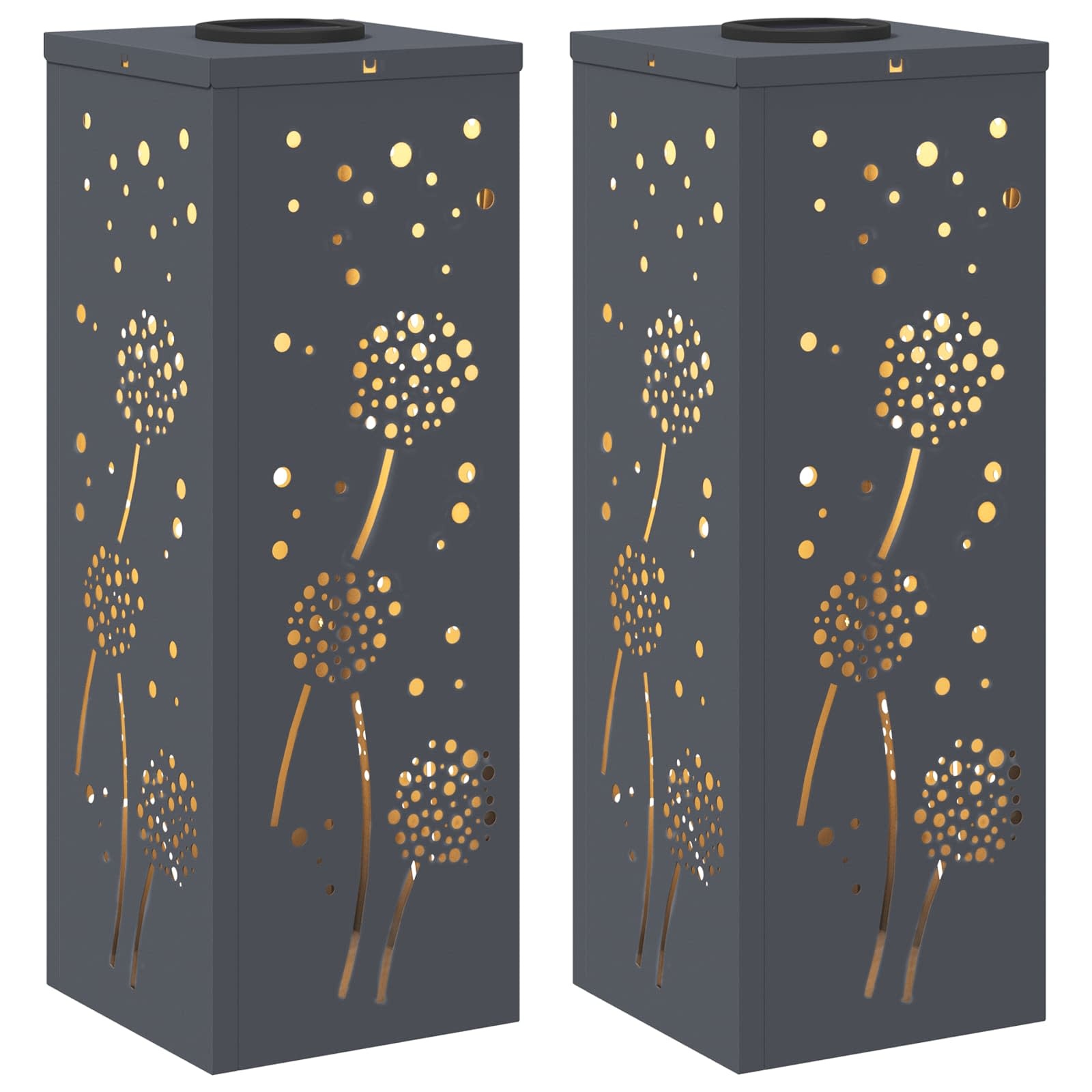 VidaXL Solar LED Pad Licht 2 pcs Antraciet Koudgewalst staal