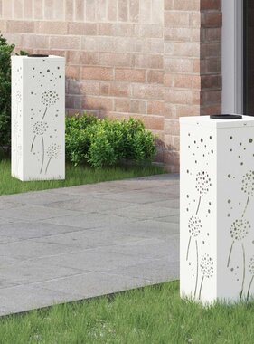 VidaXL Solar LED Pad Licht 2 pcs Wit Koudgewalst staal