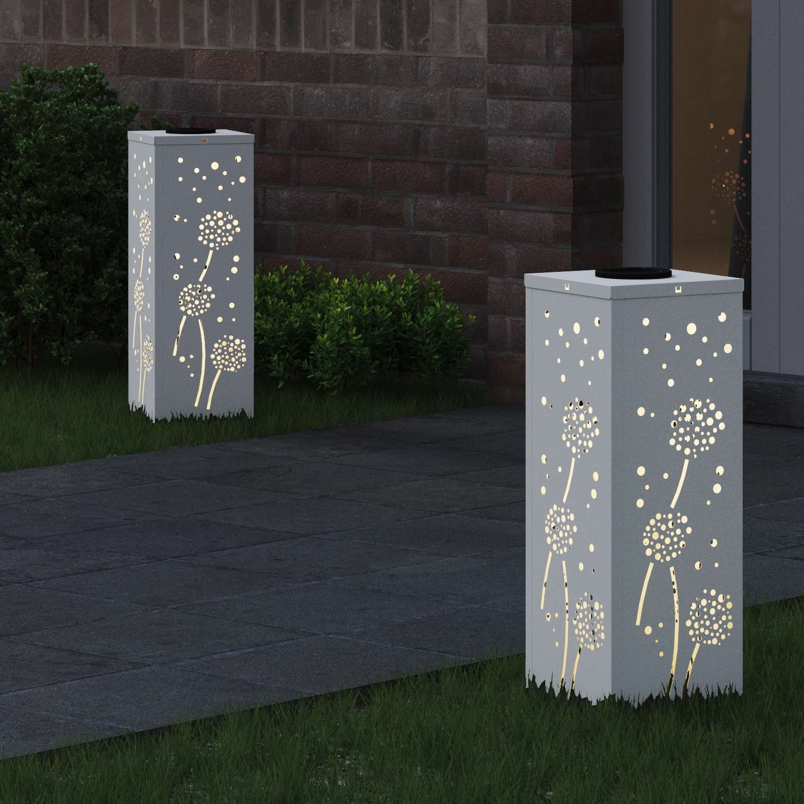 VidaXL Solar LED Pad Licht 2 pcs Wit Koudgewalst staal