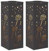 VidaXL Solar LED Pad Licht 2 pcs Zwart Koudgewalst staal