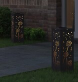 VidaXL Solar LED Pad Licht 2 pcs Zwart Koudgewalst staal