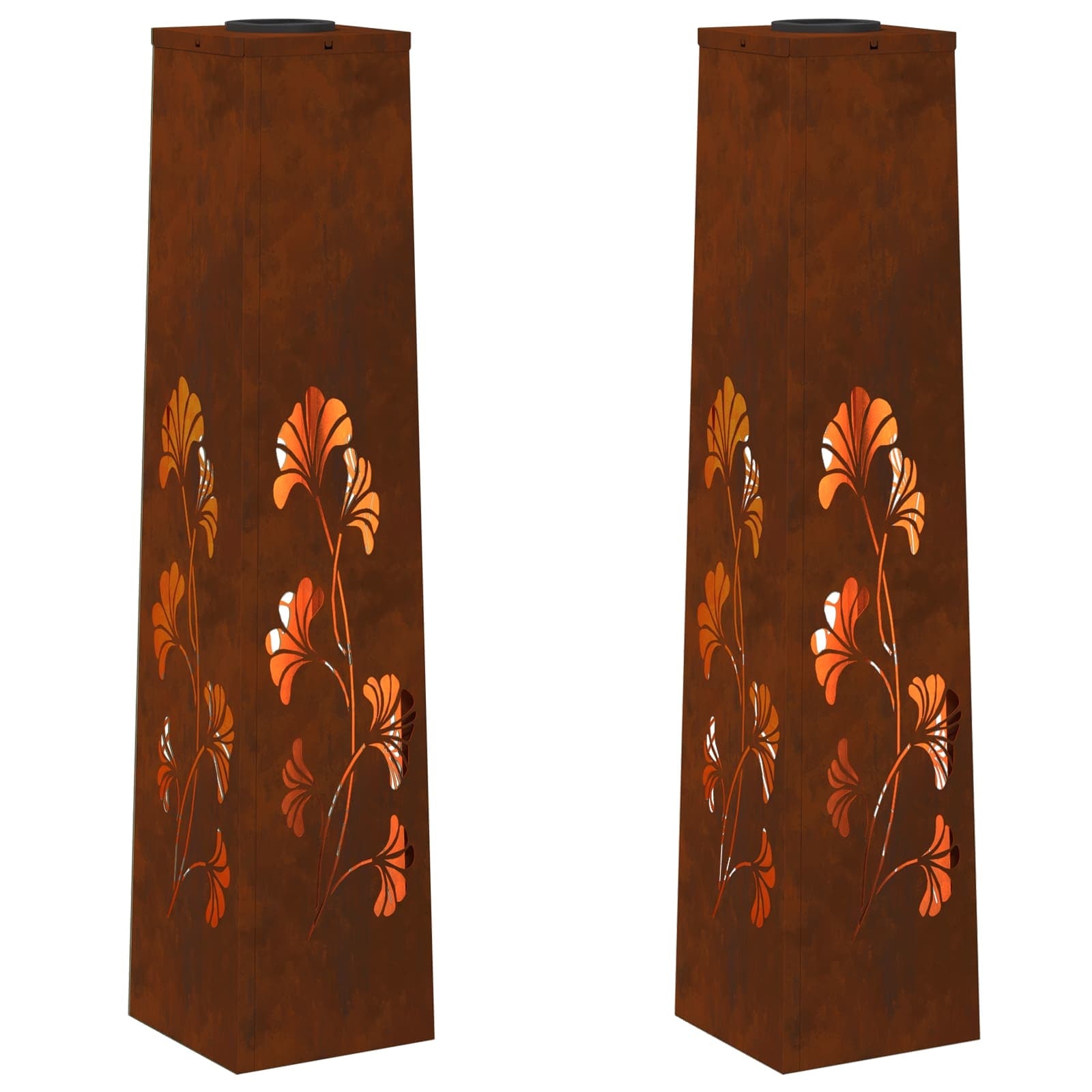 VidaXL Solar LED Pad Licht 2 pcs Cortenstaal Cortenstaal