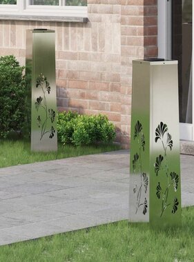 VidaXL Solar LED Pad Licht 2 pcs Gegalvaniseerd Gegalvaniseerd
