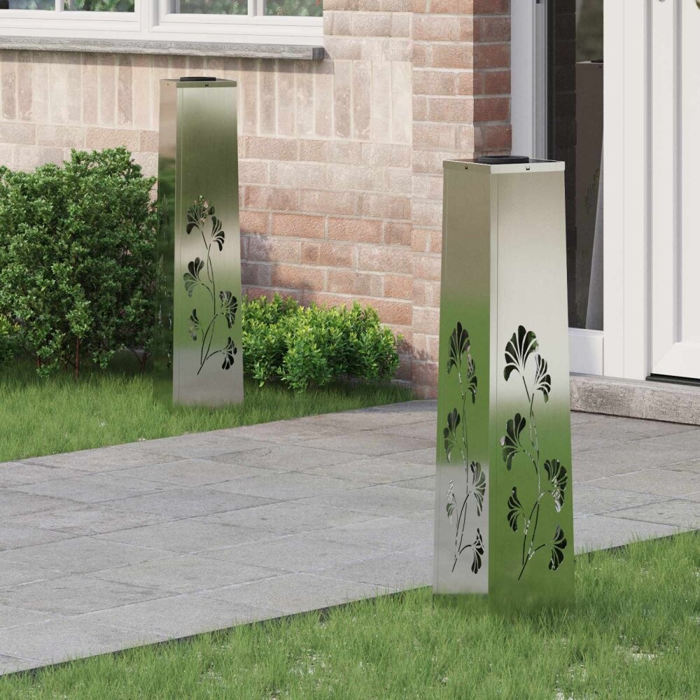 VidaXL Solar LED Pad Licht 2 pcs Gegalvaniseerd Gegalvaniseerd