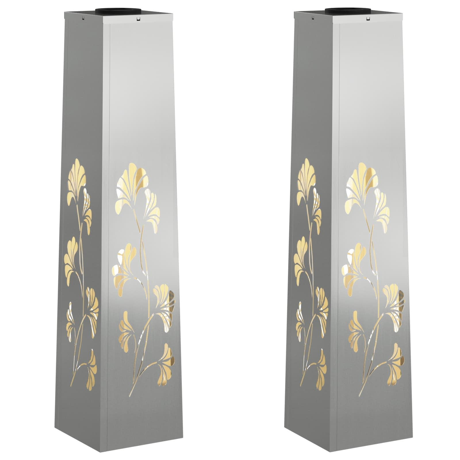 VidaXL Solar LED Pad Licht 2 pcs Gegalvaniseerd Gegalvaniseerd