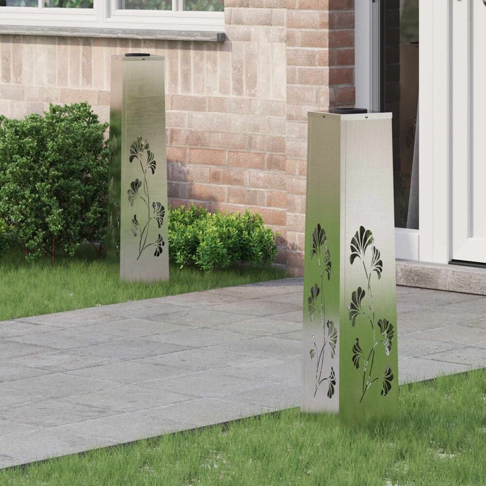 VidaXL Solar LED Pad Licht 2 pcs Roestvrij staal Roestvrij staal