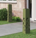 VidaXL Solar LED Pad Licht 2 pcs Olijf Groen Koudgewalst staal