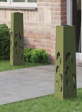 VidaXL Solar LED Pad Licht 2 pcs Olijf Groen Koudgewalst staal