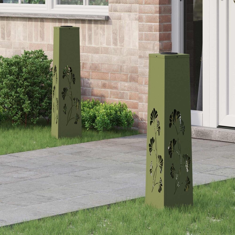 VidaXL Solar LED Pad Licht 2 pcs Olijf Groen Koudgewalst staal