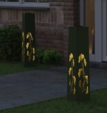 VidaXL Solar LED Pad Licht 2 pcs Olijf Groen Koudgewalst staal