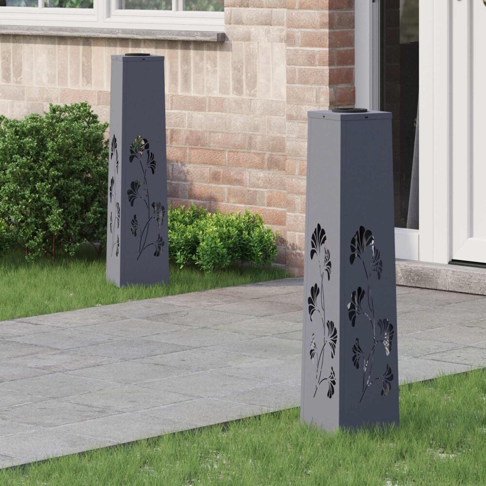 VidaXL Solar LED Pad Licht 2 pcs Antraciet Koudgewalst staal