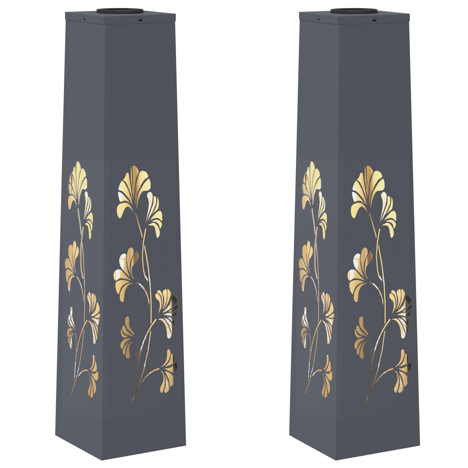 VidaXL Solar LED Pad Licht 2 pcs Antraciet Koudgewalst staal