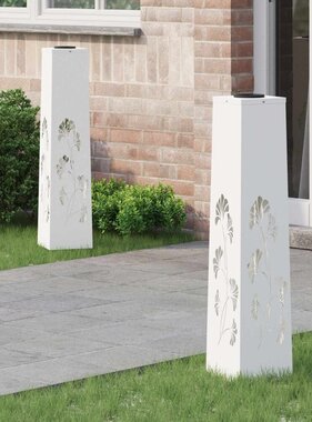 VidaXL Solar LED Pad Licht 2 pcs Wit Koudgewalst staal