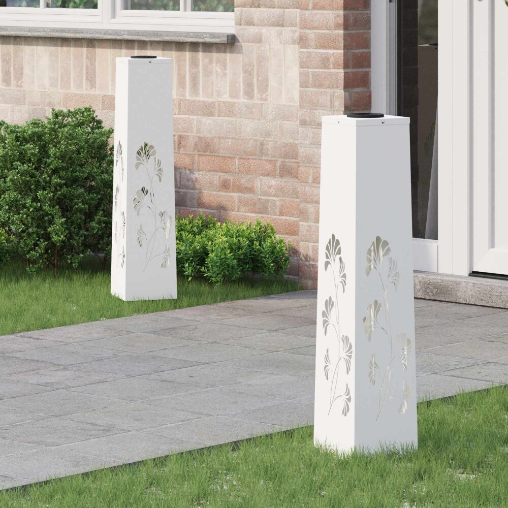 VidaXL Solar LED Pad Licht 2 pcs Wit Koudgewalst staal