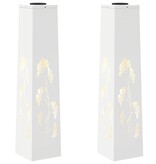 VidaXL Solar LED Pad Licht 2 pcs Wit Koudgewalst staal