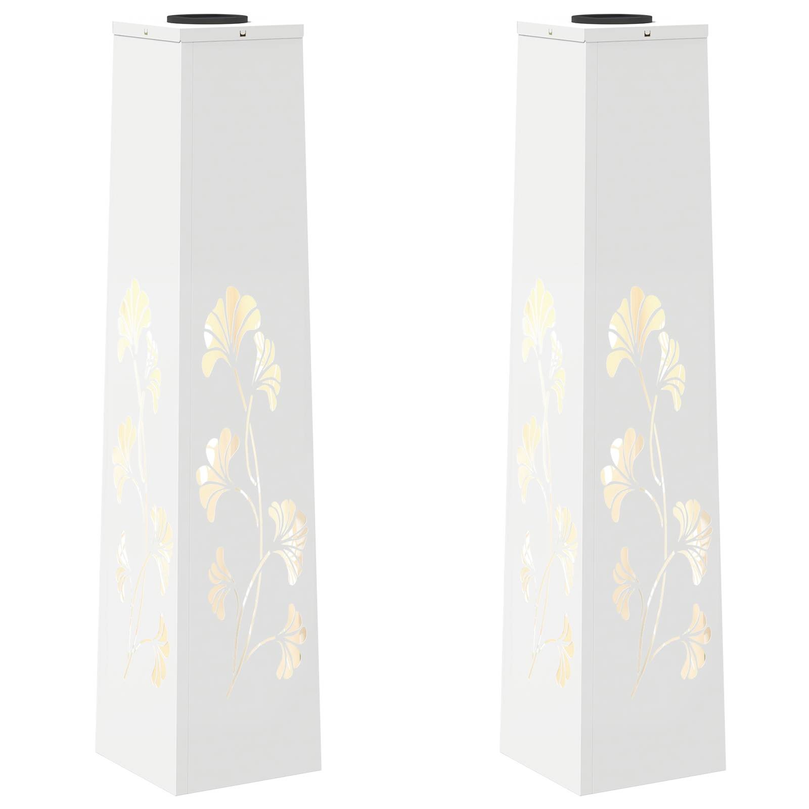 VidaXL Solar LED Pad Licht 2 pcs Wit Koudgewalst staal